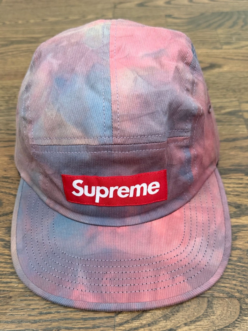 Supreme Tie Dye 5-Panel Camp Cap Pink Gray Made in USA Adjustable Hat